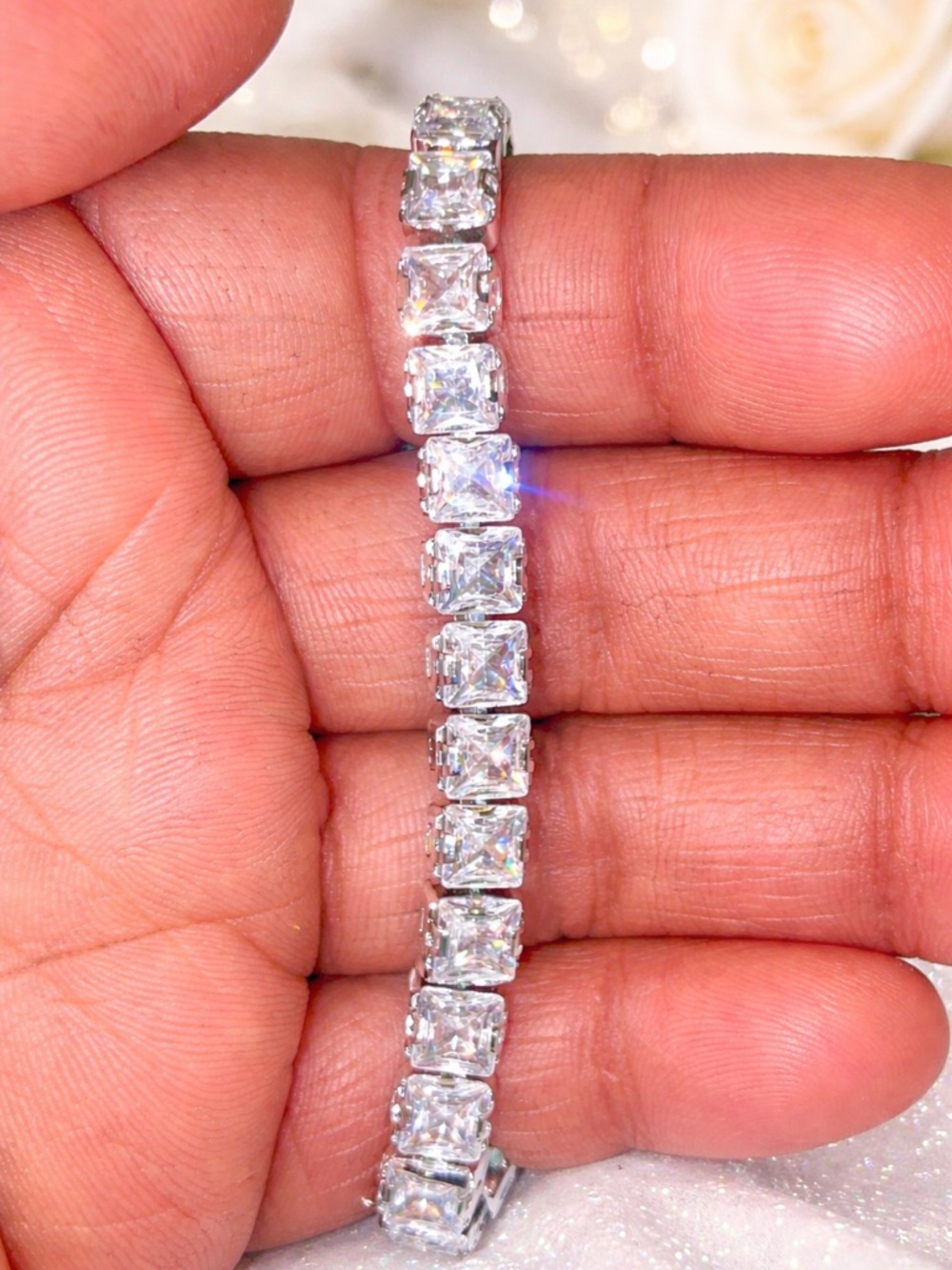 Luxury 3MM D VVS Moissanite Diamond Alternative Tennis Bracelet Solid S925